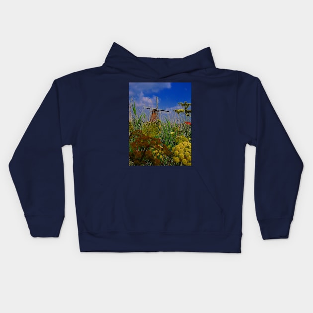 Windmill. Kinderdijk, Netherlands Kids Hoodie by vadim19